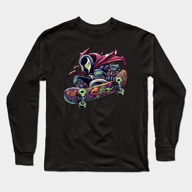 Revel in Rebellion: Whimsical Anti-Hero Skateboard Art Prints for an Edgy and Modern Ride! Long Sleeve T-Shirt by insaneLEDP